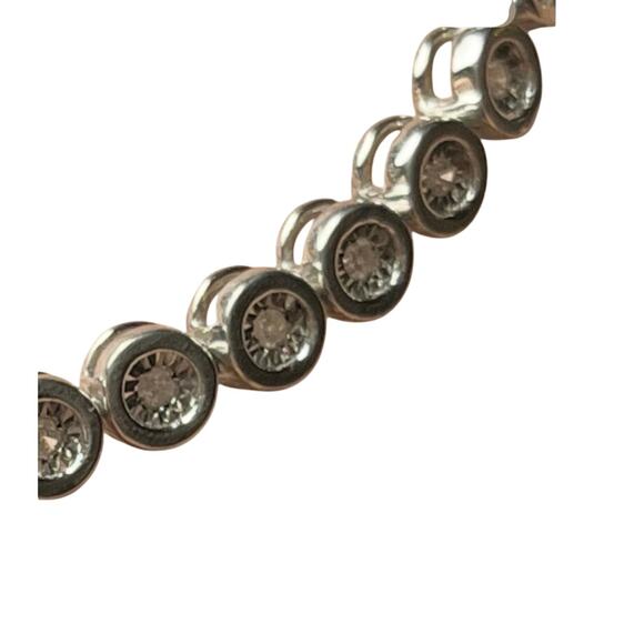 Sterling Silver 925 Classic Diamond Tennis Bracelet Tested 12.6g Design 7.5" - Picture 7 of 10